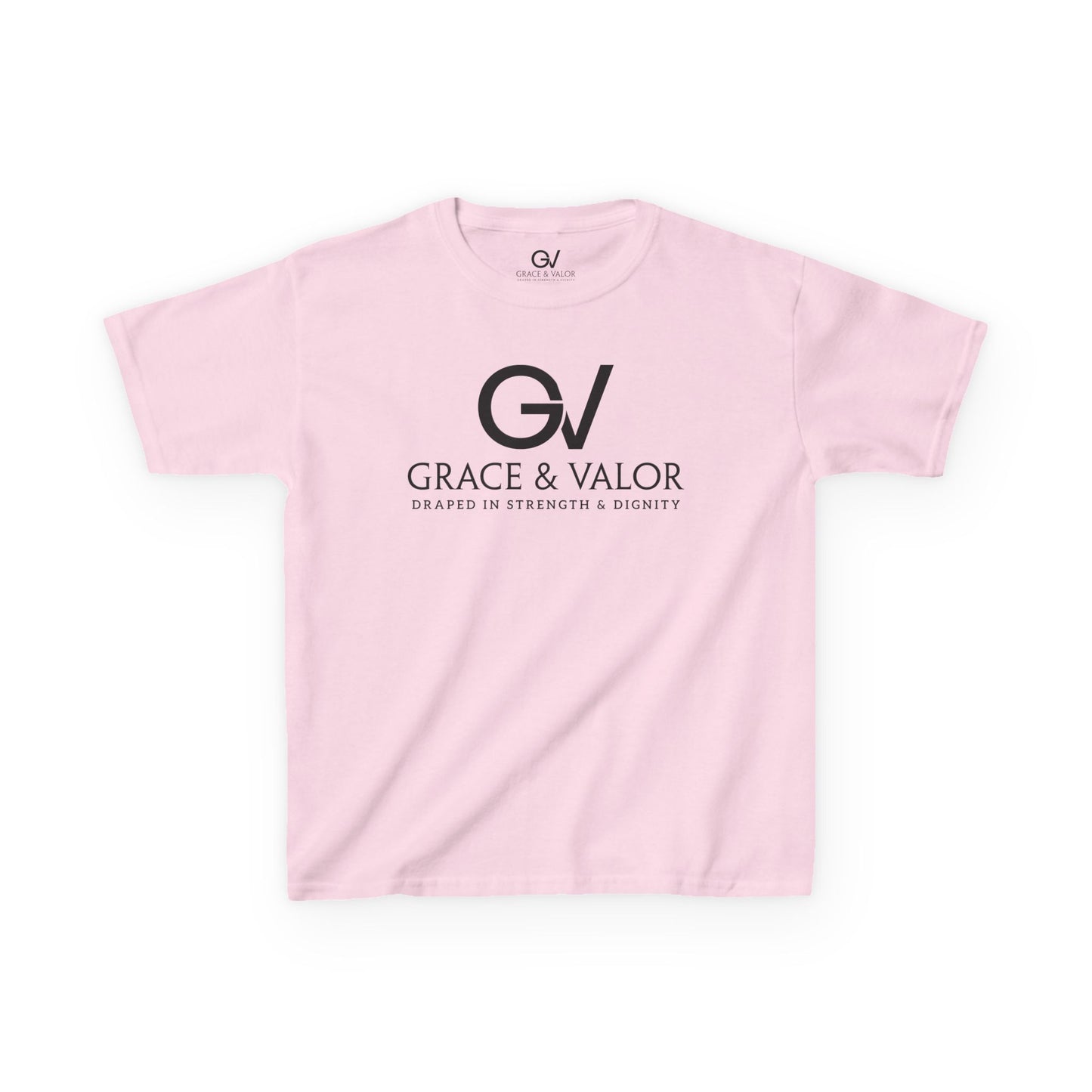 Kids Grace & Valor Tee Black font total - God Favors Me Floral Design - Stylish Cotton Shirt