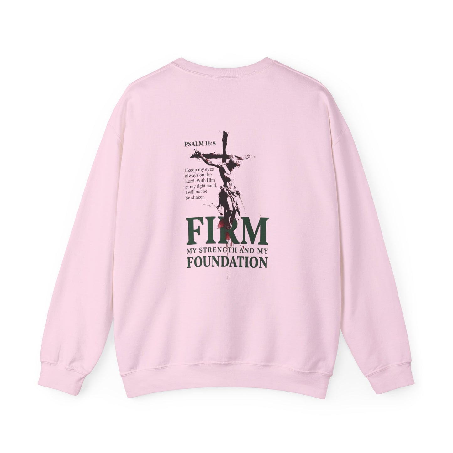 Firm Foundation Unisex Christian Sweatshirt | GV Gold Monogram Collection Psalm 16:8 Bible Verse Faith Streetwear Apparel
