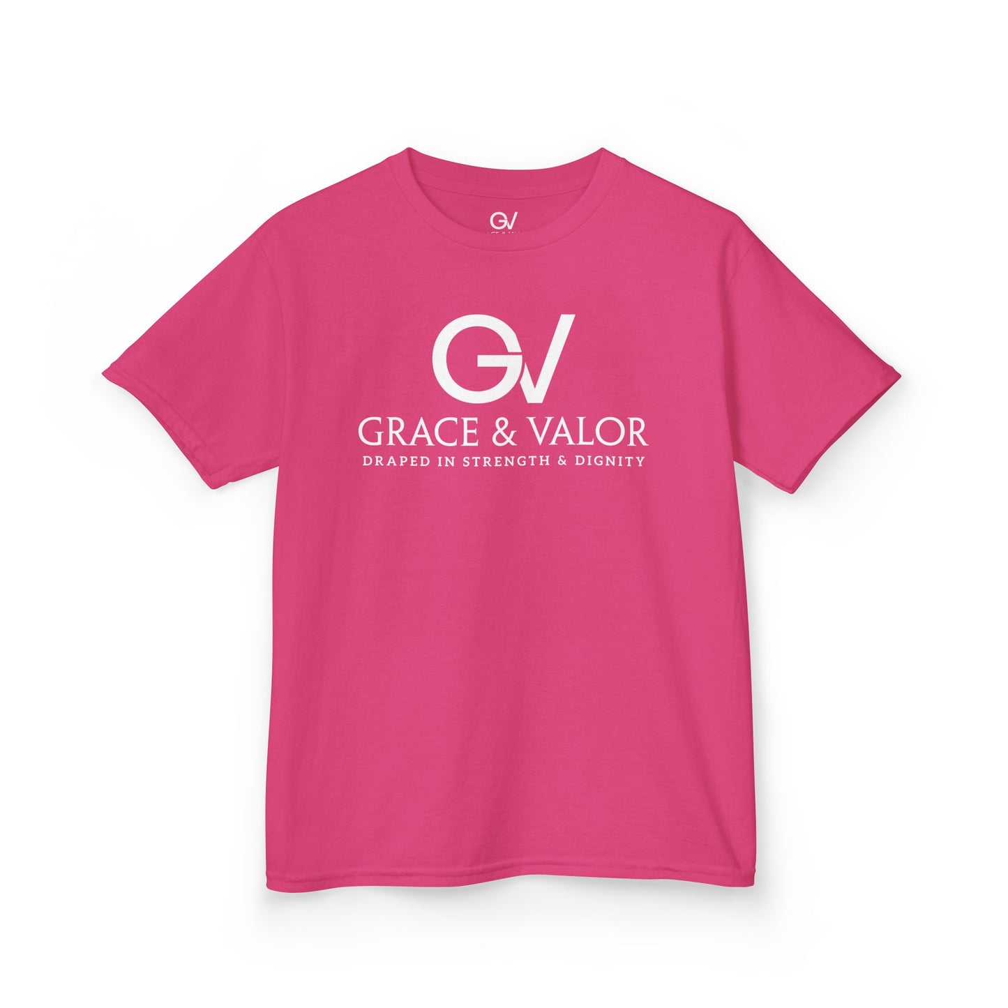 Kids Grace & Valor Tee White font total - God Favors Me Floral Design - Stylish Cotton Shirt