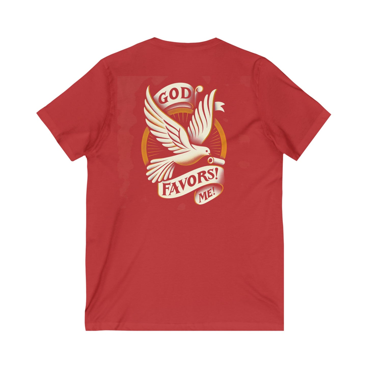 Inspirational Unisex V-Neck Tee - "God Favors Me" White font