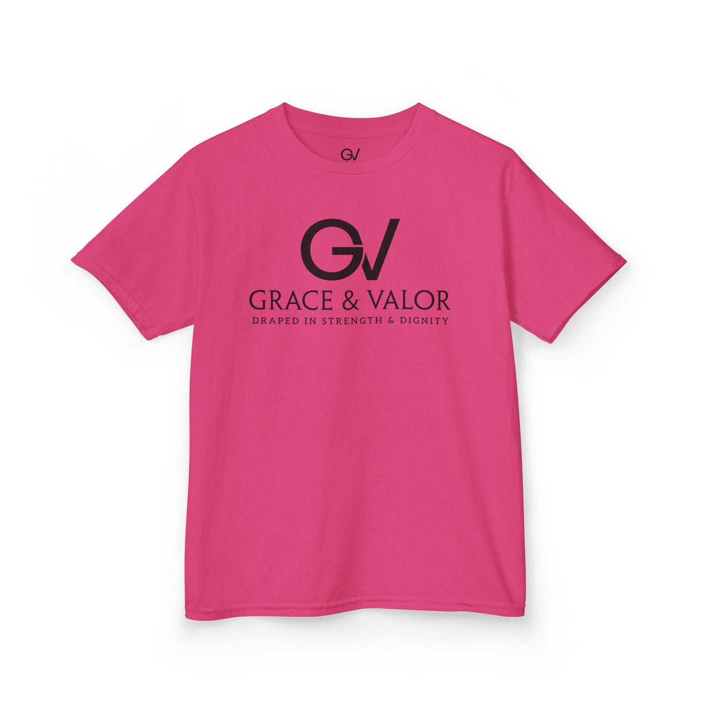 Kids Grace & Valor Tee Black font total - God Favors Me Floral Design - Stylish Cotton Shirt