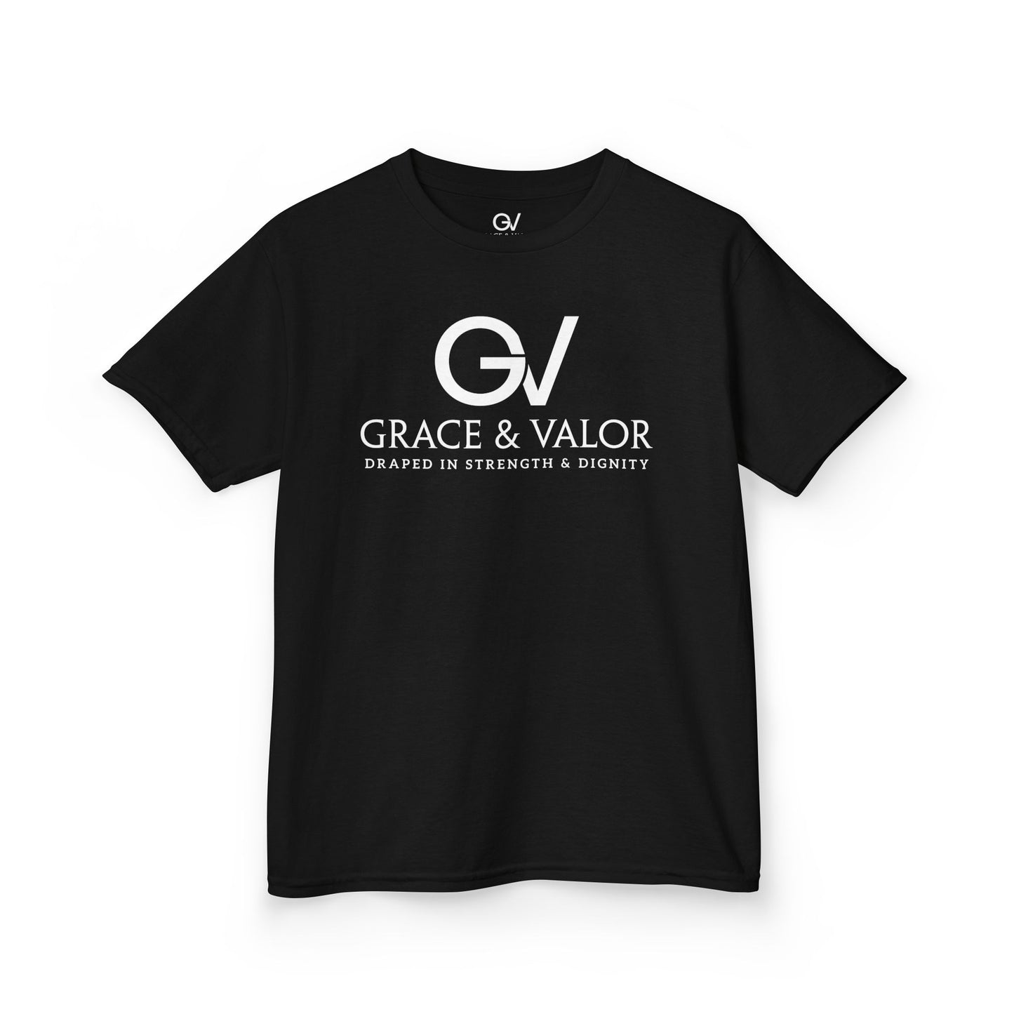 Kids Grace & Valor Tee White font total - God Favors Me Floral Design - Stylish Cotton Shirt