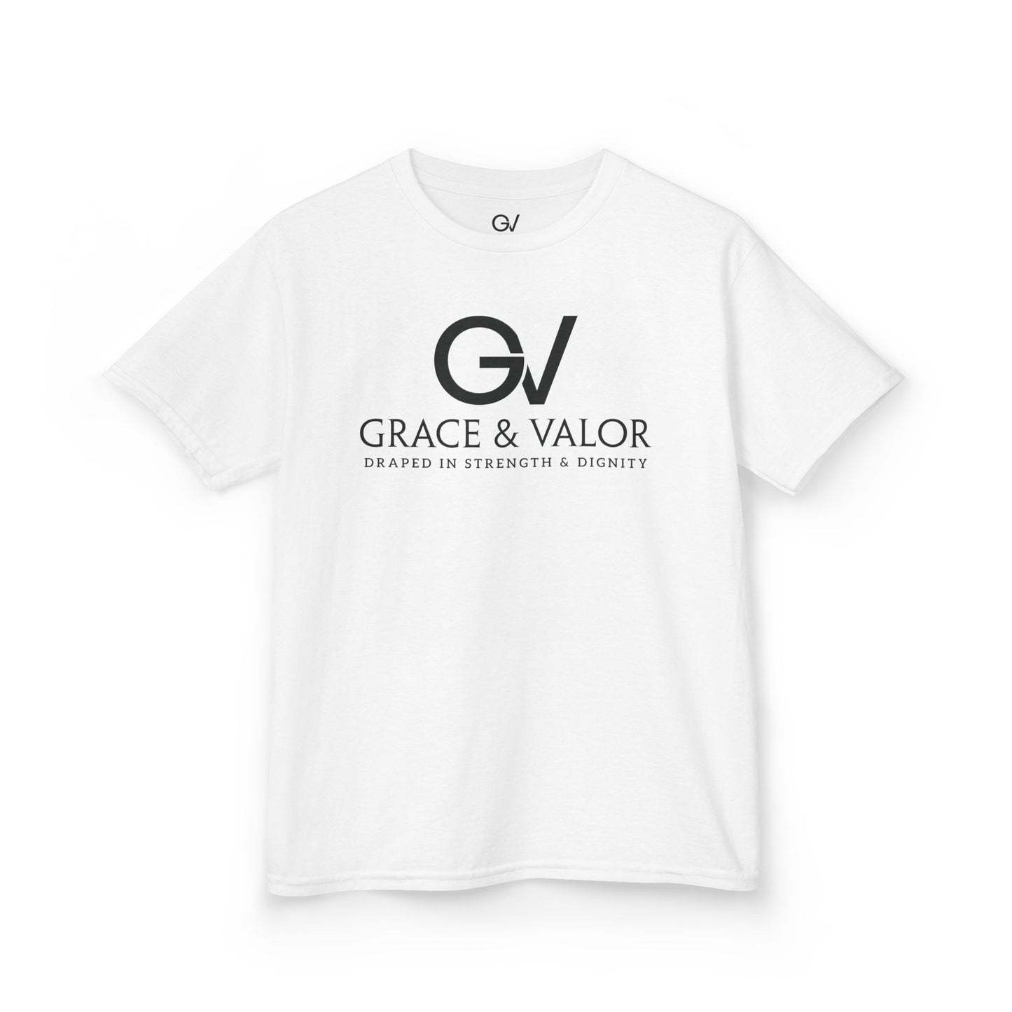 Kids Grace & Valor Tee Black font total - God Favors Me Floral Design - Stylish Cotton Shirt