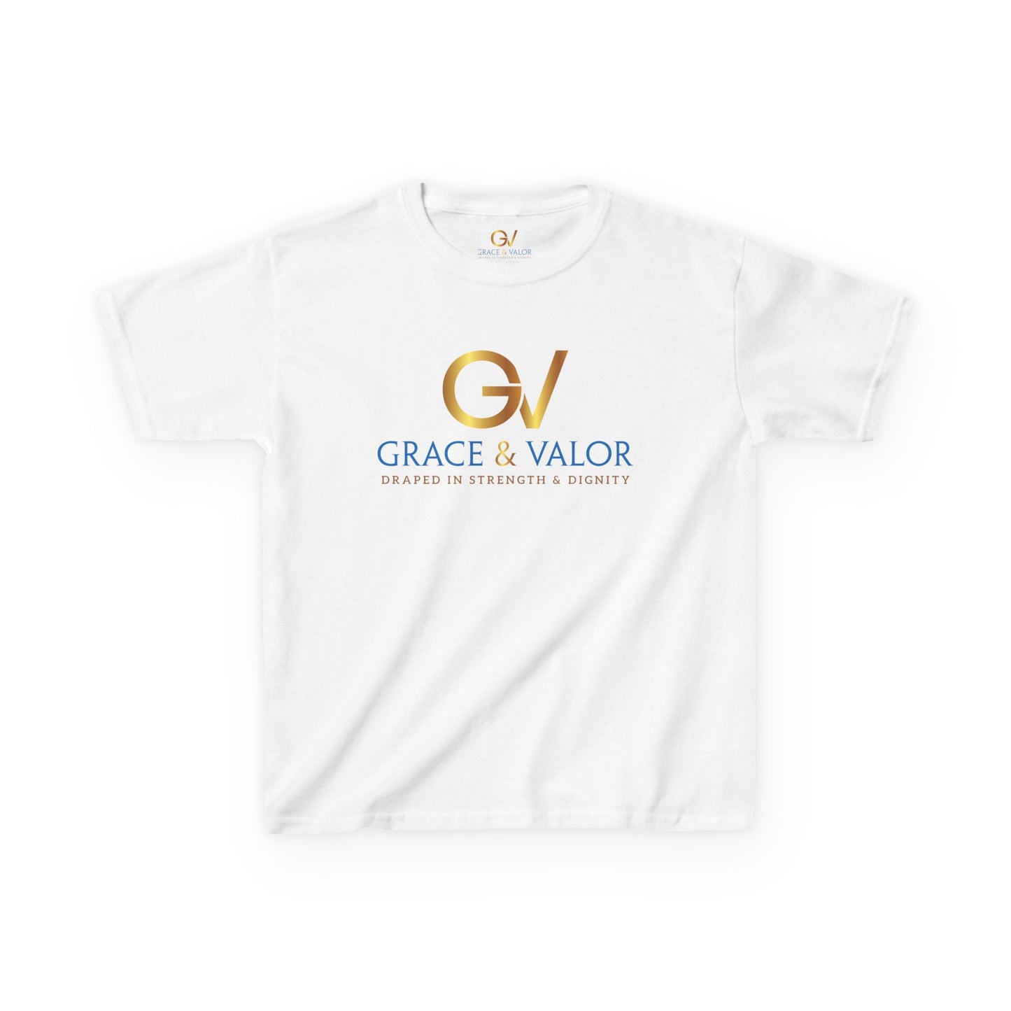 Kids Grace & Valor Tee Gold Original font total - God Favors Me Design - Stylish Cotton Shirt