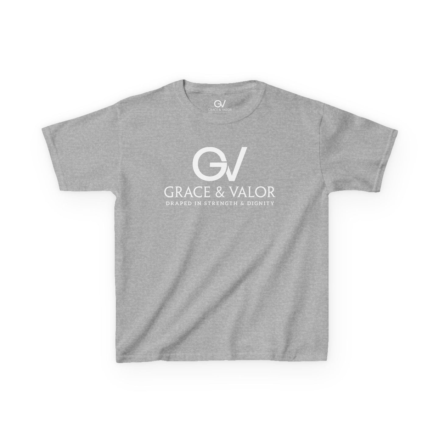 Kids Grace & Valor Tee White font total - God Favors Me Floral Design - Stylish Cotton Shirt