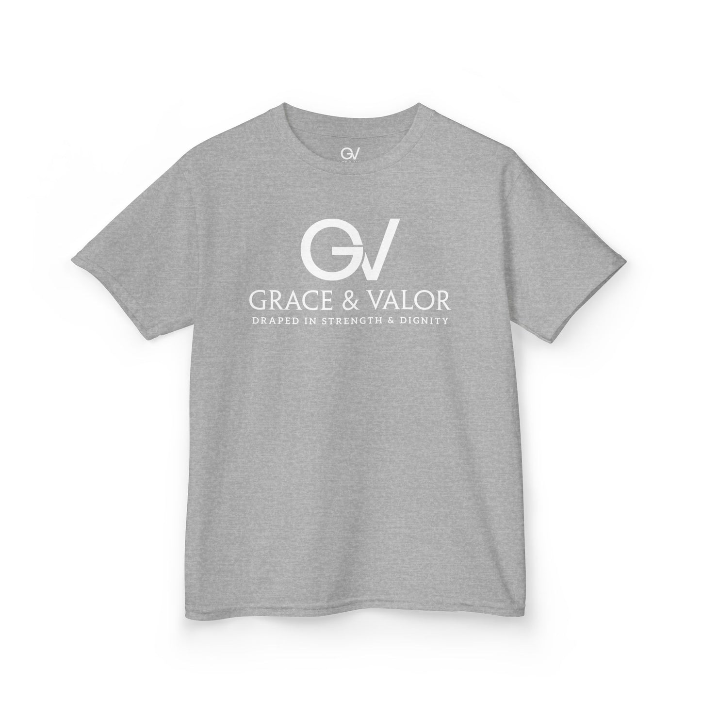 Kids Grace & Valor Tee White font total - God Favors Me Floral Design - Stylish Cotton Shirt