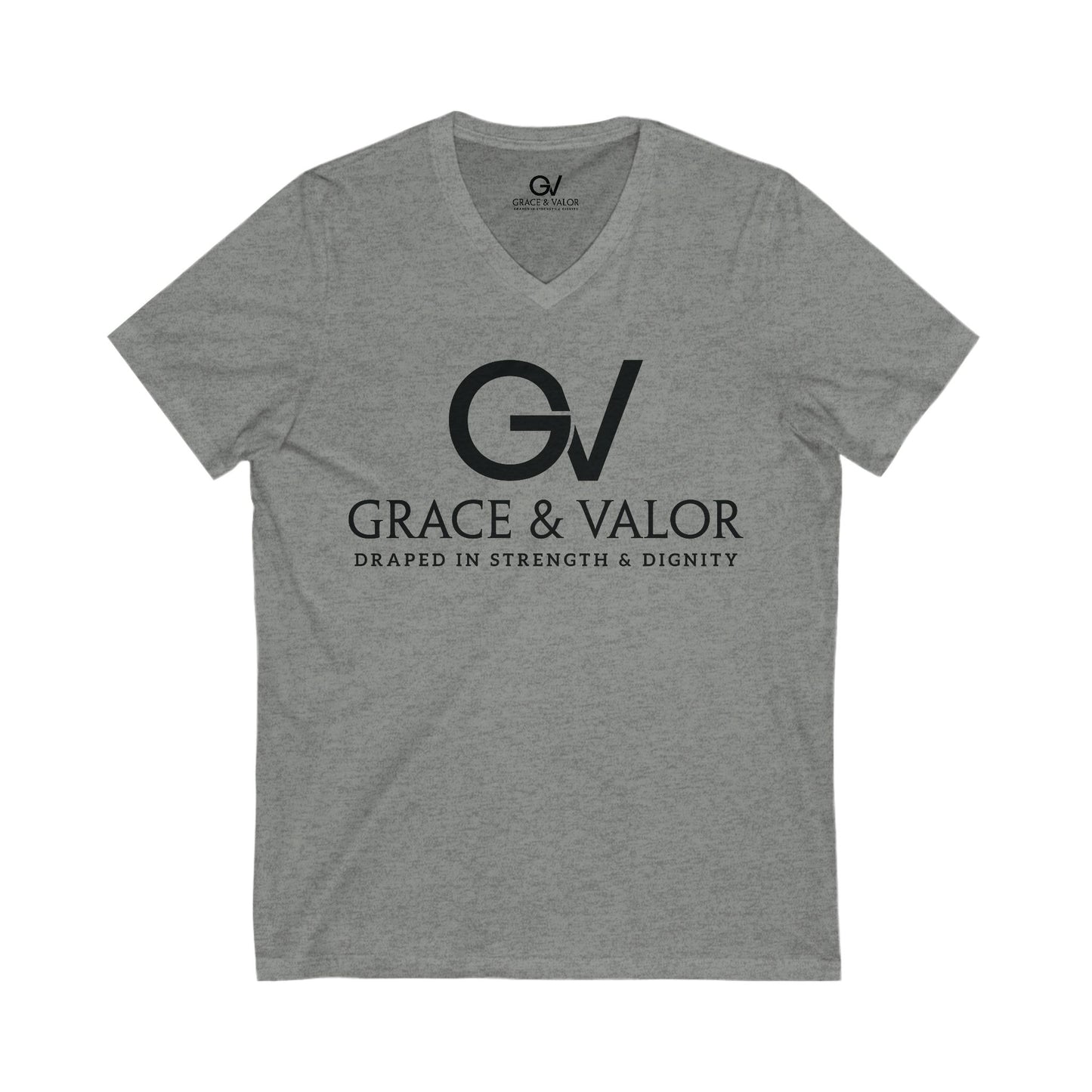 Inspirational Unisex V-Neck Tee - "God Favors Me" Blk font