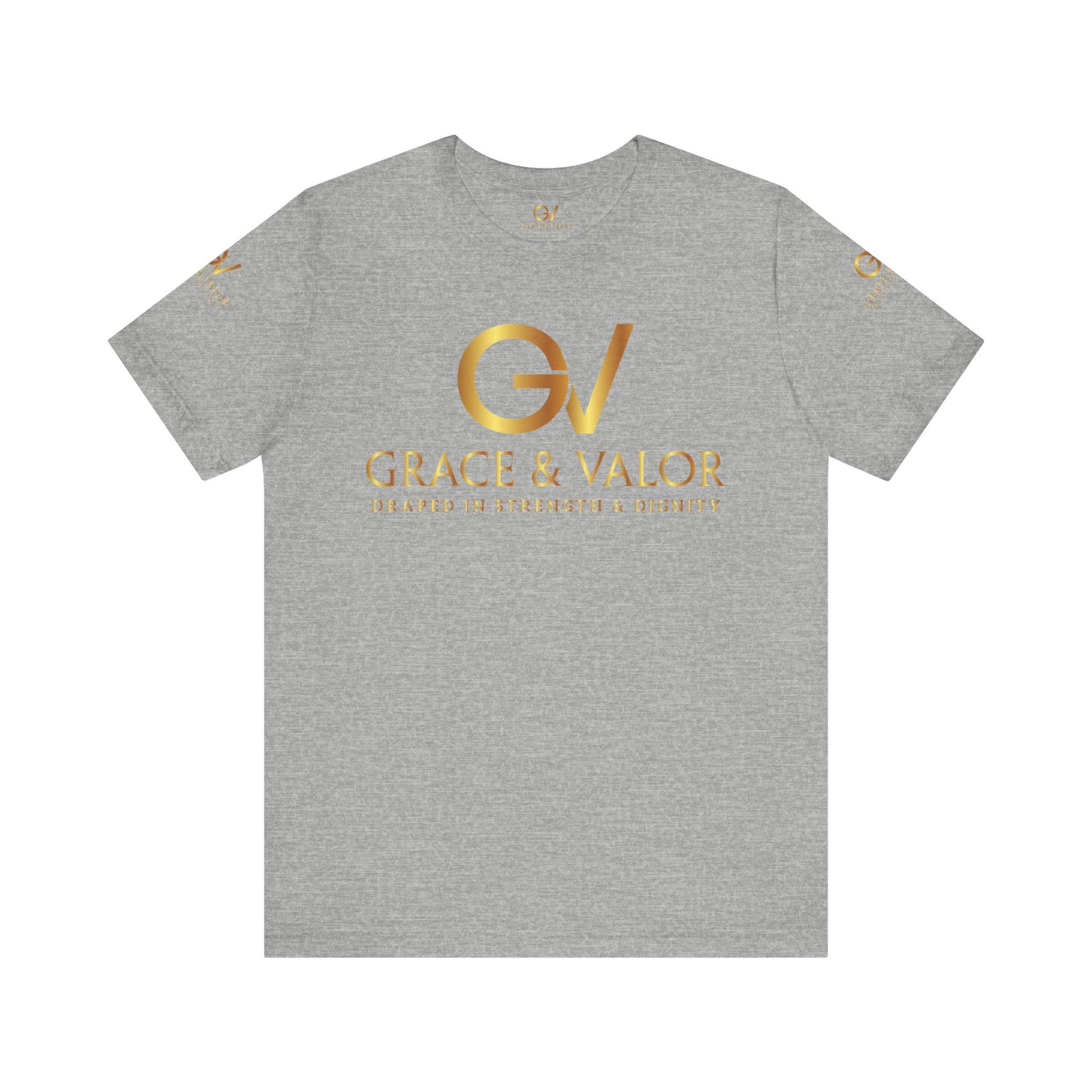 GV All Gold font God Favors - Grace & Valor Unisex Jersey Short Sleeve Tee - Strength & Dignity Apparel