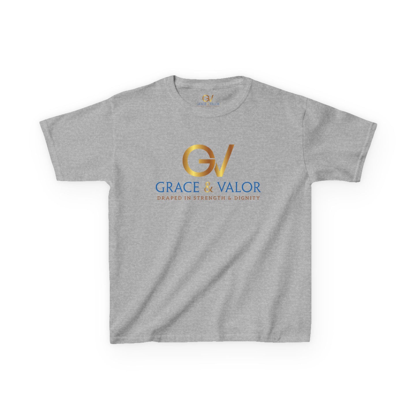Kids Grace & Valor Tee Gold Original font total - God Favors Me Design - Stylish Cotton Shirt