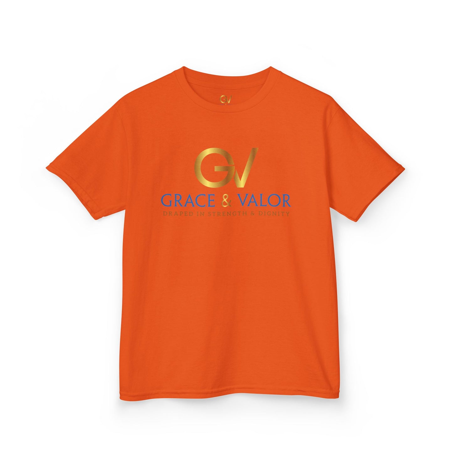 Kids Grace & Valor Tee Gold Original font total - God Favors Me Design - Stylish Cotton Shirt
