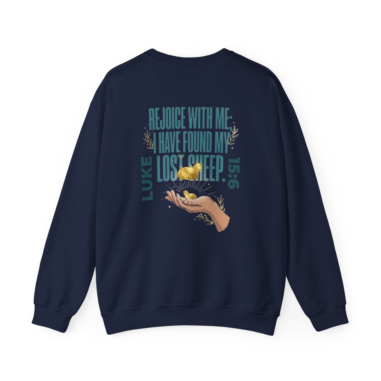 Rejoice With Me Lost Sheep Unisex Christian Sweatshirt | GV Gold Monogram Collection Luke 15:6 Bible Verse Faith Streetwear Apparel