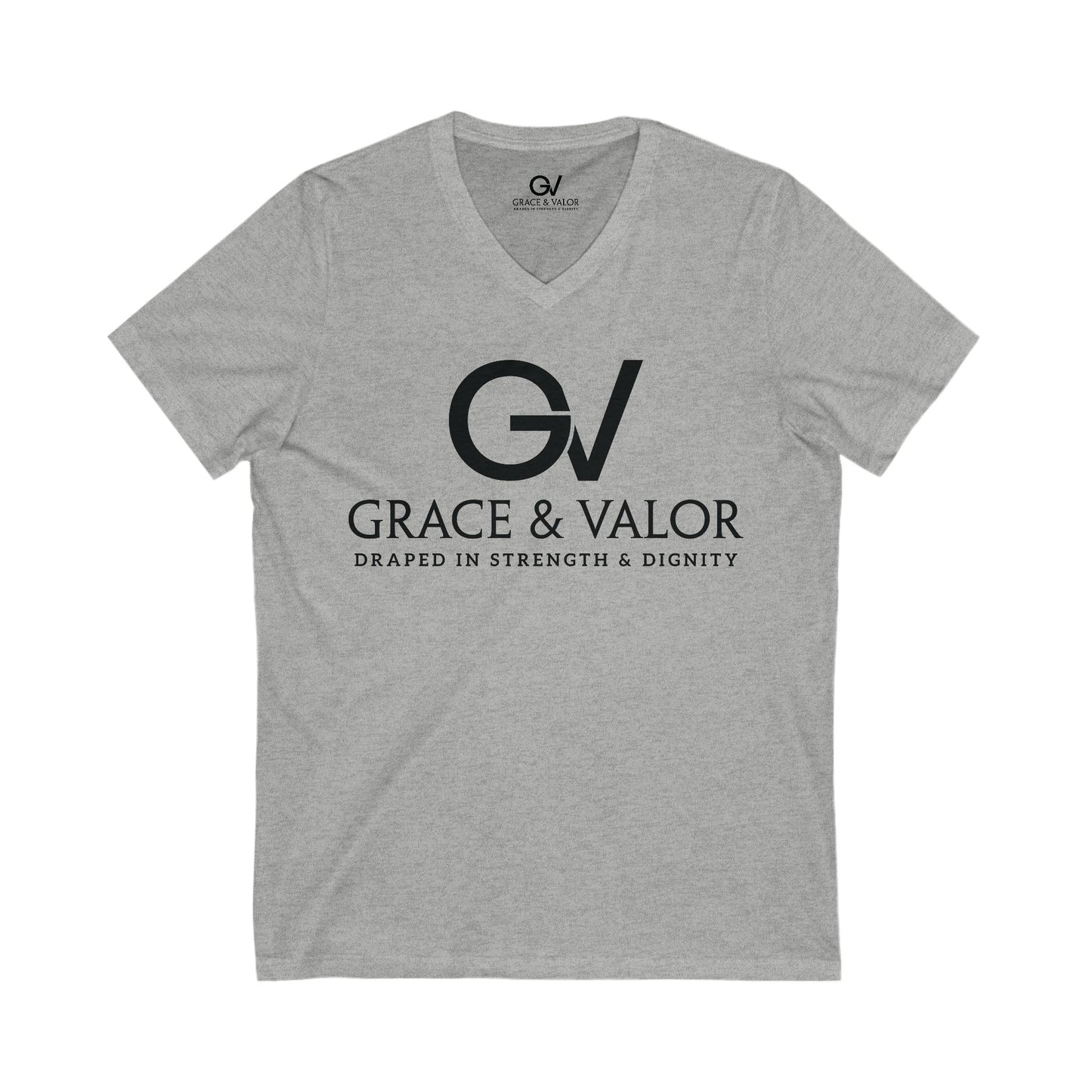 Inspirational Unisex V-Neck Tee - "God Favors Me" Blk font