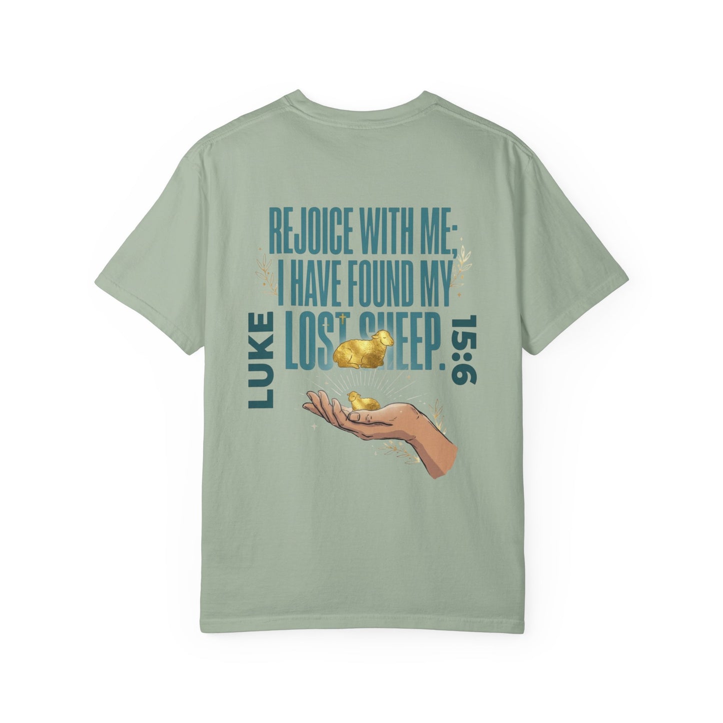 Rejoice With Me Lost Sheep Unisex Christian T-Shirt | Grace and Valor Signature Collection Luke 15:6 Bible Verse Faith Streetwear Apparel