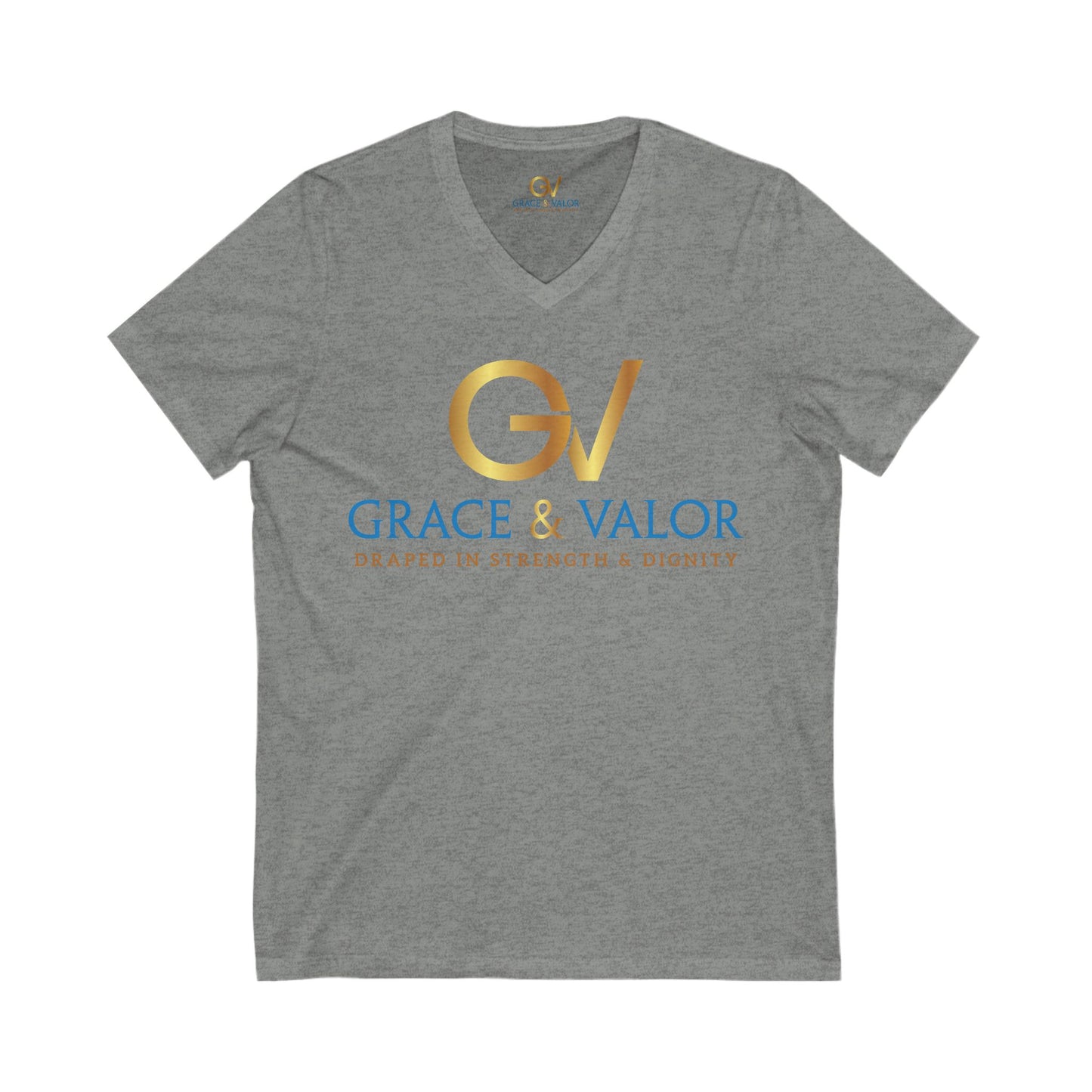 Inspirational Unisex V-Neck Tee - "God Favors Me" Gold Original Logo