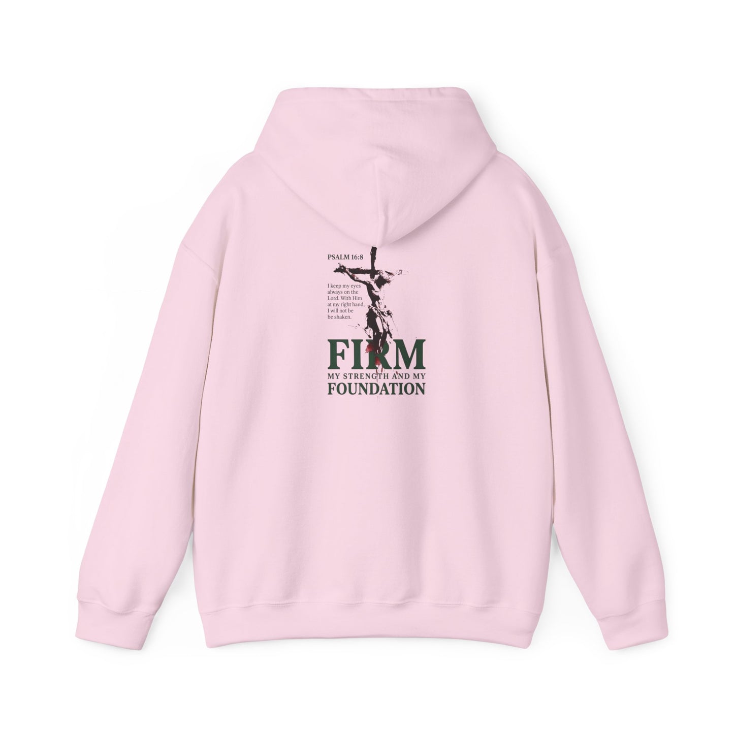 Firm Foundation Unisex Christian Hoodie | GV Gold Monogram Collection Psalm 16:8 Bible Verse Faith Streetwear Apparel