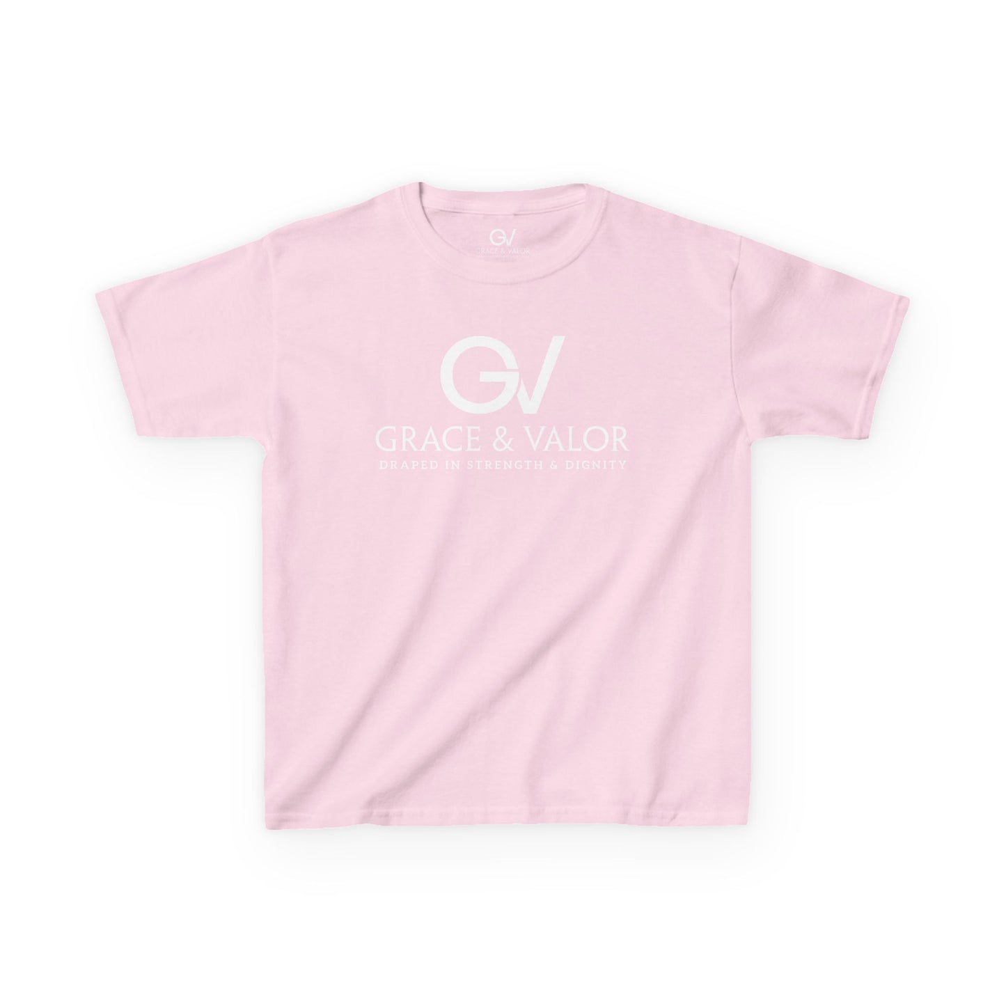 Kids Grace & Valor Tee White font total - God Favors Me Floral Design - Stylish Cotton Shirt