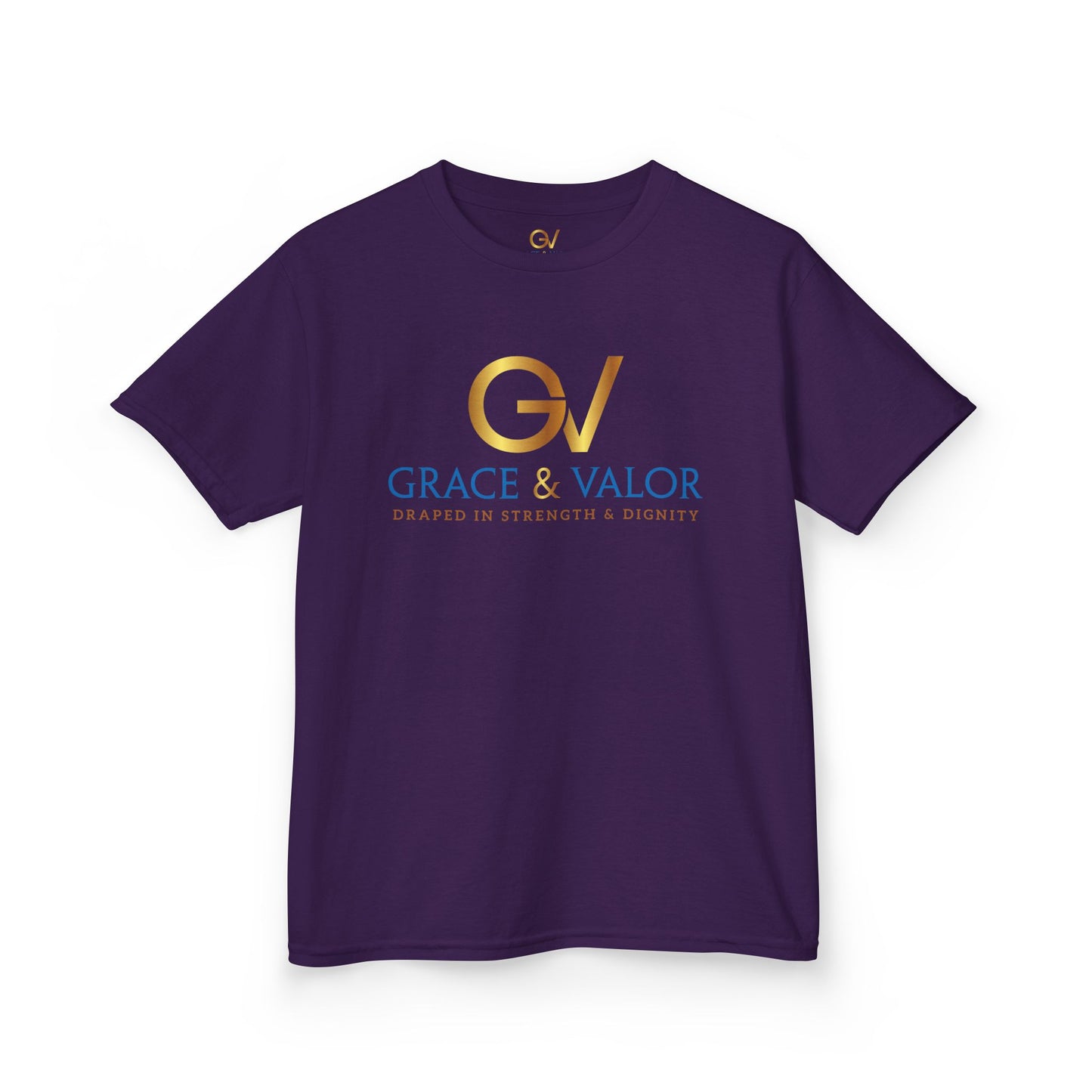 Kids Grace & Valor Tee Gold Original font total - God Favors Me Design - Stylish Cotton Shirt