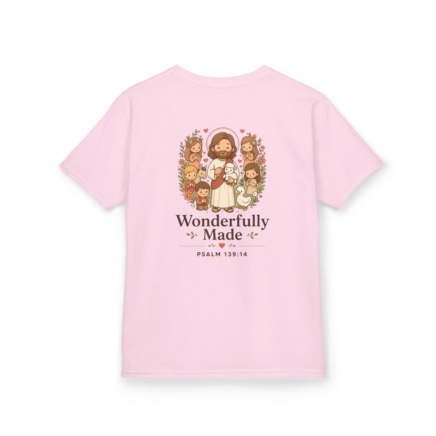 Wonderfully Made Kids Christian T-Shirt | Psalm 139:14 Bible Verse Shirt Grace and Valor Collection Faith-Based Youth Apparel