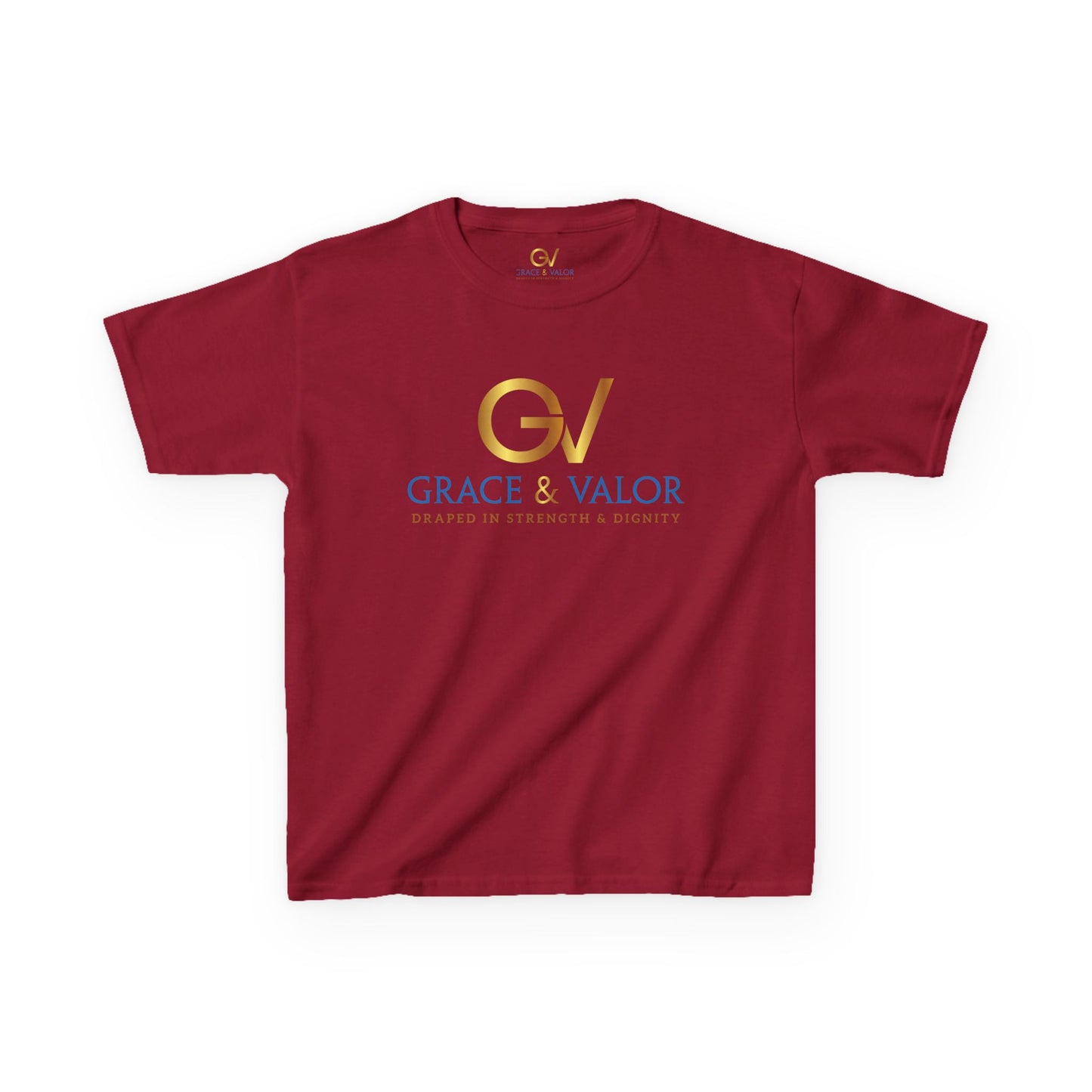 Kids Grace & Valor Tee Gold Original font total - God Favors Me Design - Stylish Cotton Shirt