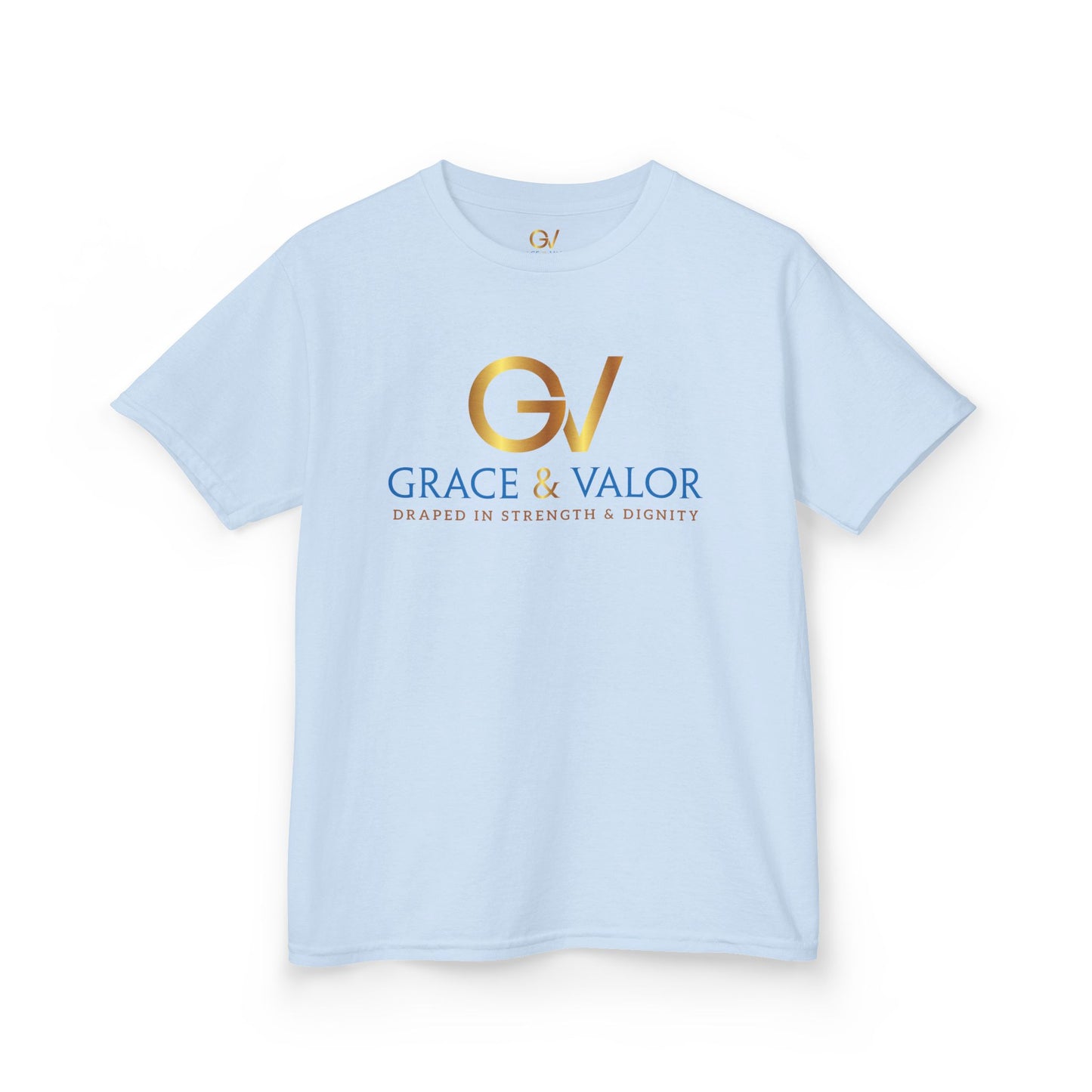Kids Grace & Valor Tee Gold Original font total - God Favors Me Design - Stylish Cotton Shirt