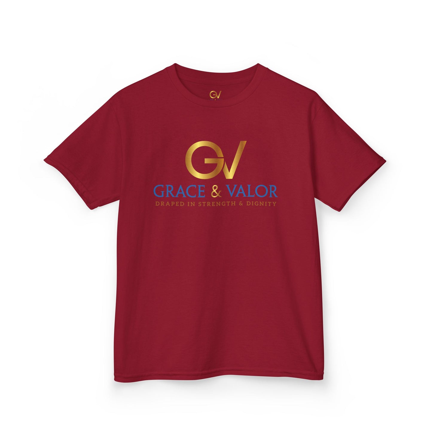 Kids Grace & Valor Tee Gold Original font total - God Favors Me Design - Stylish Cotton Shirt