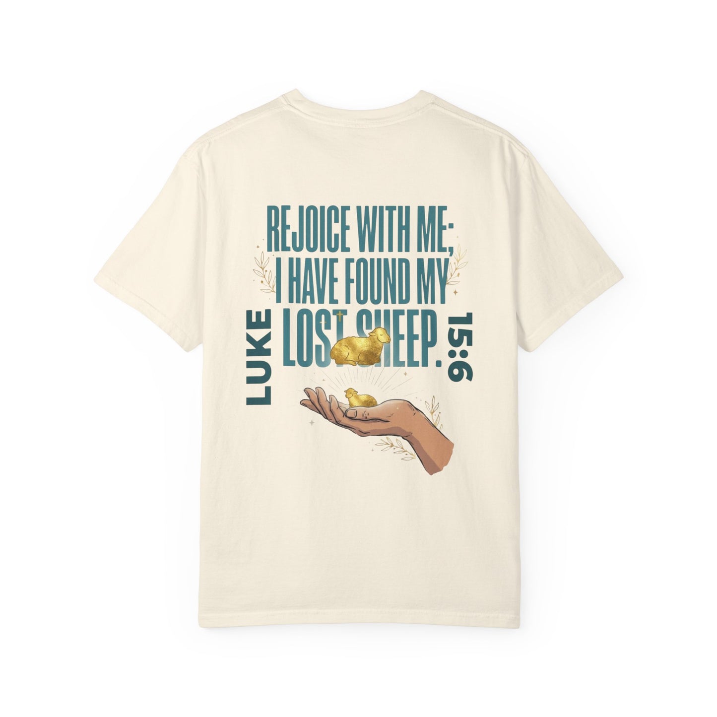 Rejoice With Me Lost Sheep Unisex Christian T-Shirt | GV Gold Monogram Collection Luke 15:6 Bible Verse Faith Streetwear Apparel