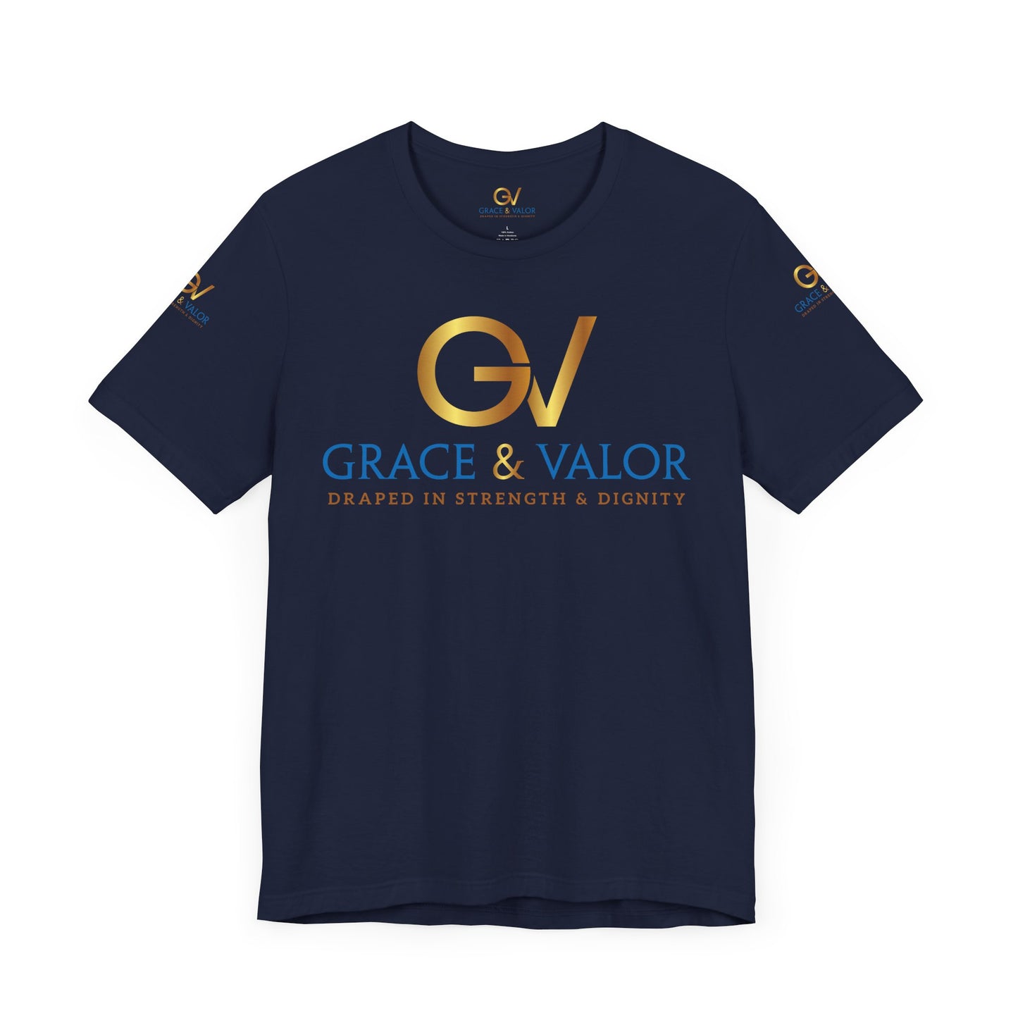 GV Original Bible back - Grace & Valor Unisex Jersey Short Sleeve Tee - Strength & Dignity Apparel