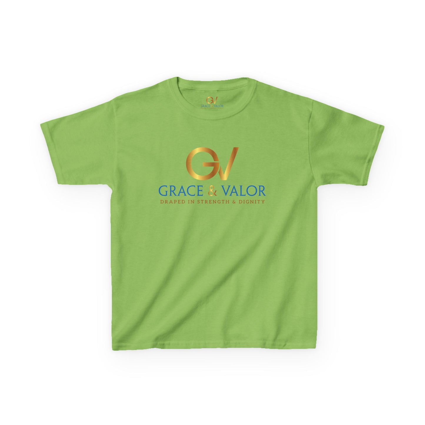 Kids Grace & Valor Tee Gold Original font total - God Favors Me Design - Stylish Cotton Shirt