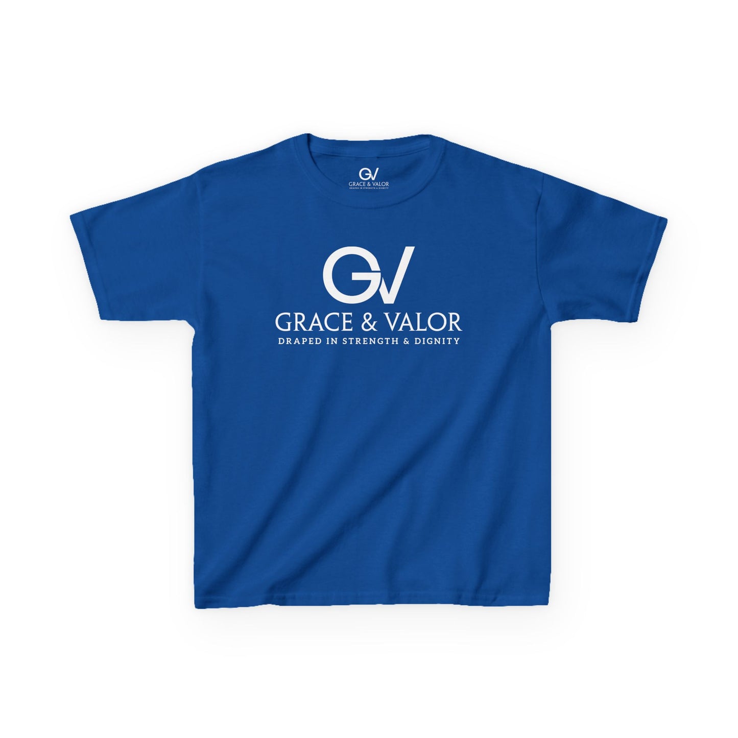 Kids Grace & Valor Tee White font total - God Favors Me Floral Design - Stylish Cotton Shirt