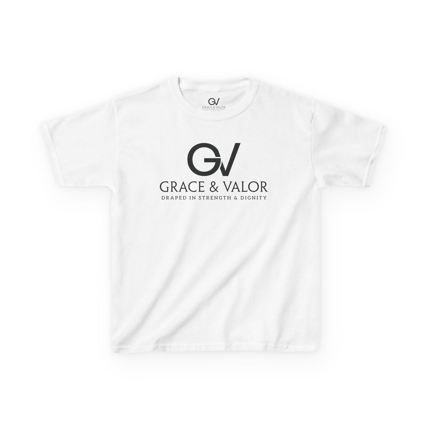 Kids Grace & Valor Tee Black font total - God Favors Me Floral Design - Stylish Cotton Shirt