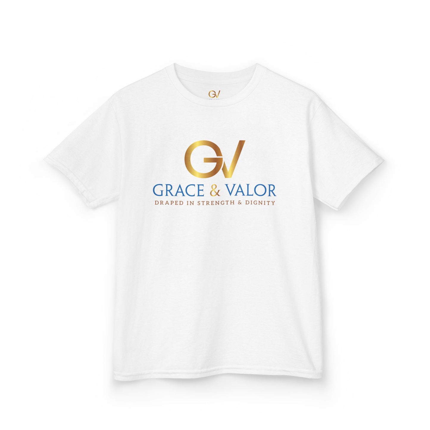 Kids Grace & Valor Tee Gold Original font total - God Favors Me Design - Stylish Cotton Shirt