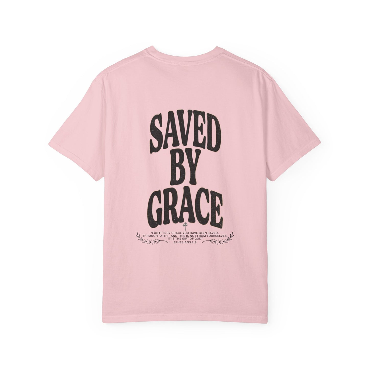 Saved by Grace Unisex Christian T-Shirt | GV Gold Monogram Collection Ephesians 2:8 Bible Verse Faith Streetwear Apparel