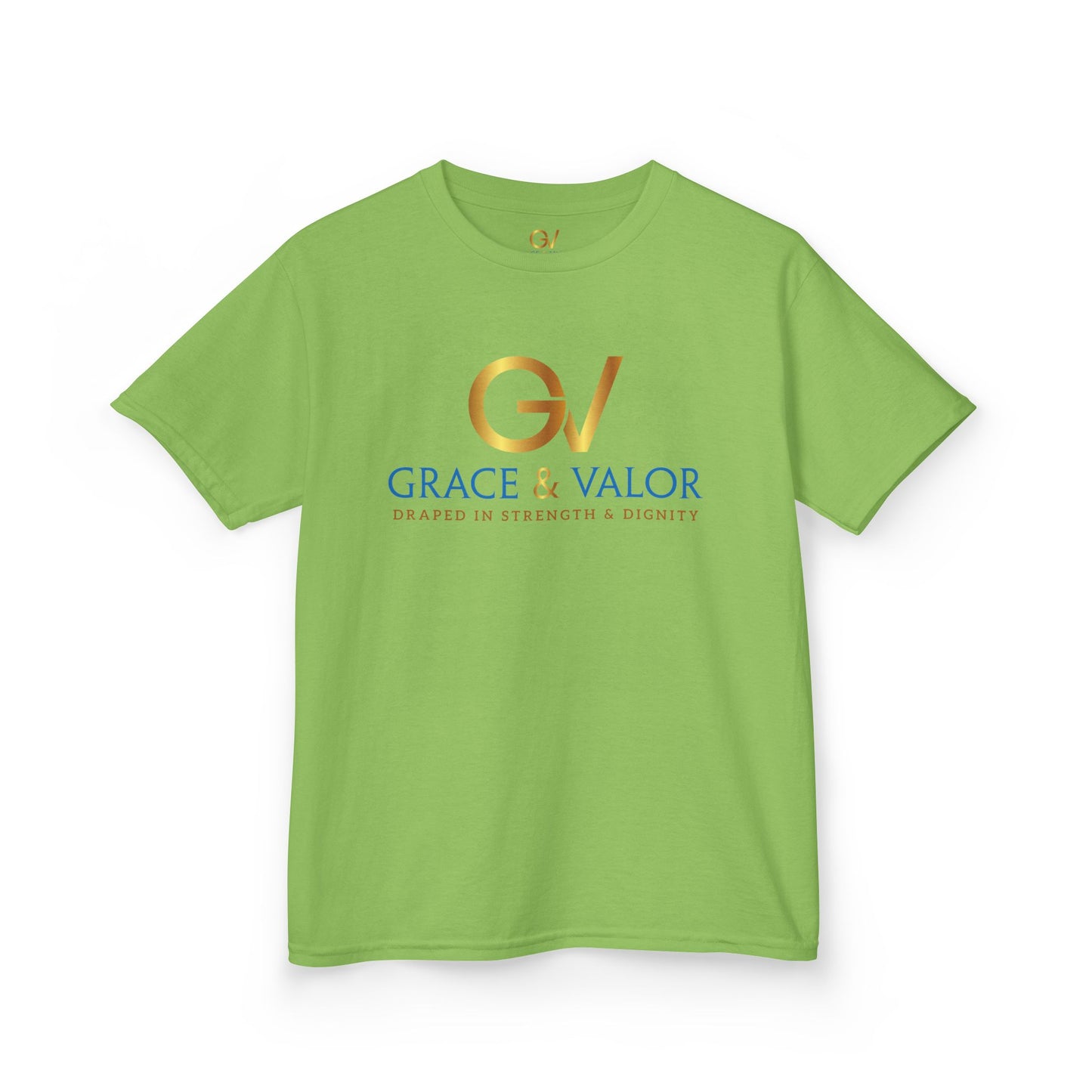 Kids Grace & Valor Tee Gold Original font total - God Favors Me Design - Stylish Cotton Shirt
