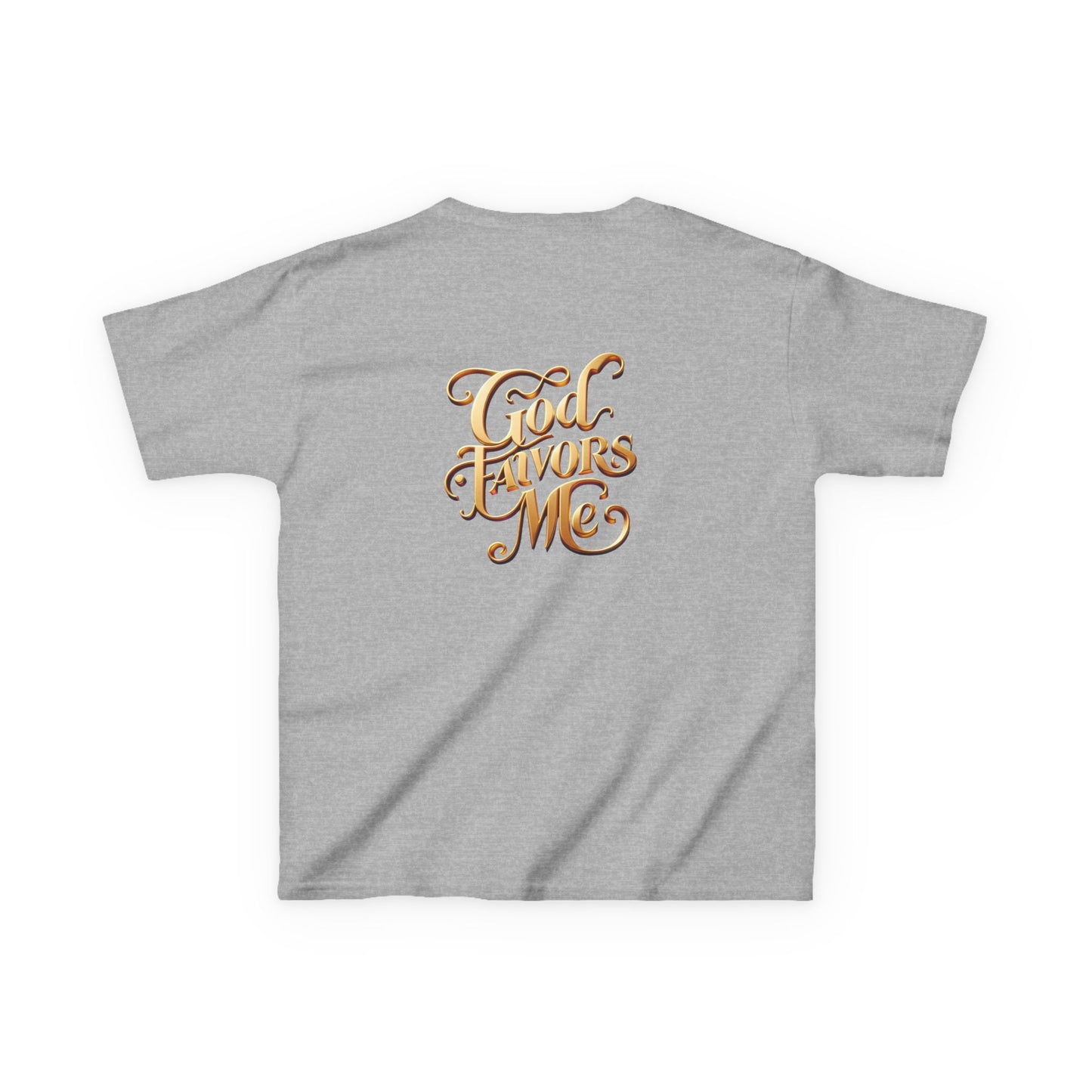 Kids Grace & Valor Tee Gold Original font total - God Favors Me Design - Stylish Cotton Shirt