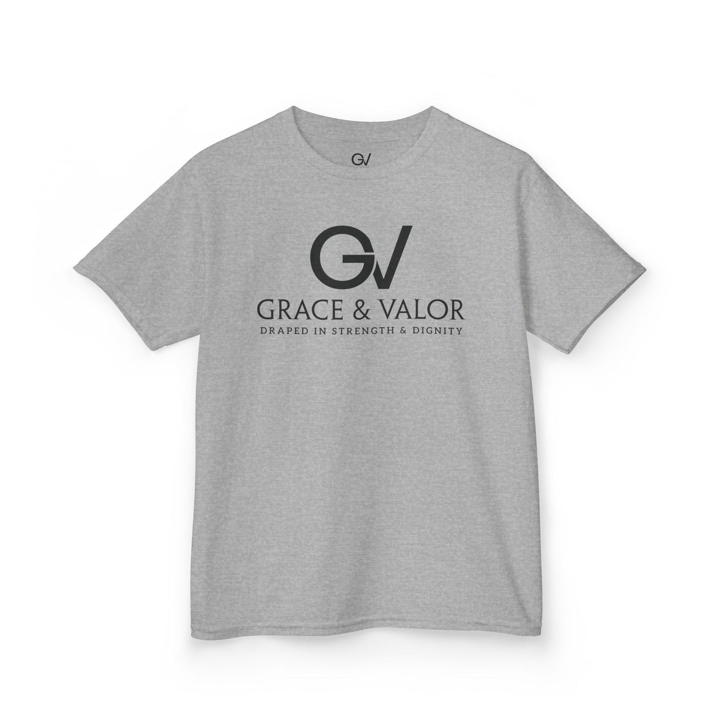 Kids Grace & Valor Tee Black font total - God Favors Me Floral Design - Stylish Cotton Shirt