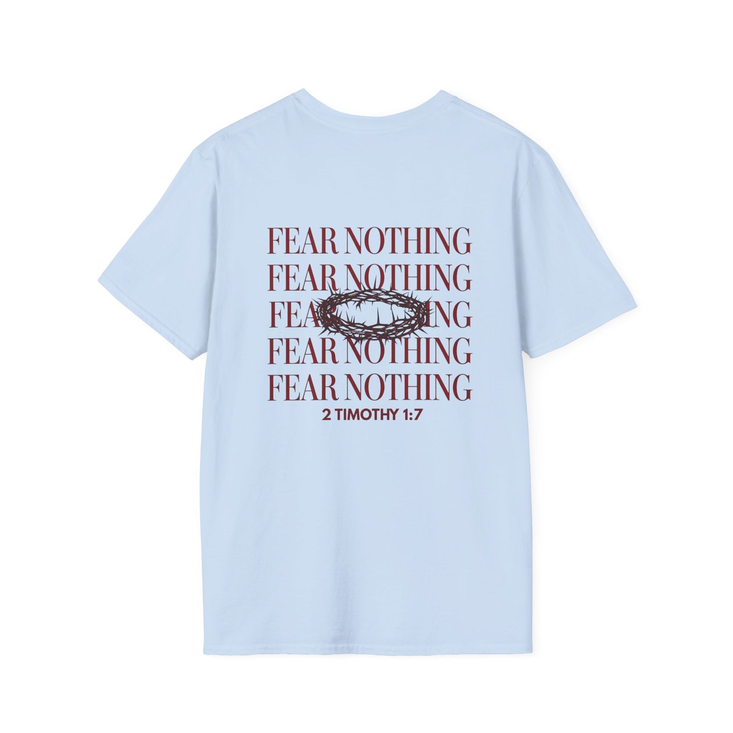 Fear Nothing Unisex Christian T-Shirt | GV Gold Monogram Collection Faith Over Fear 2 Timothy 1:7 Bible Verse Streetwear Apparel