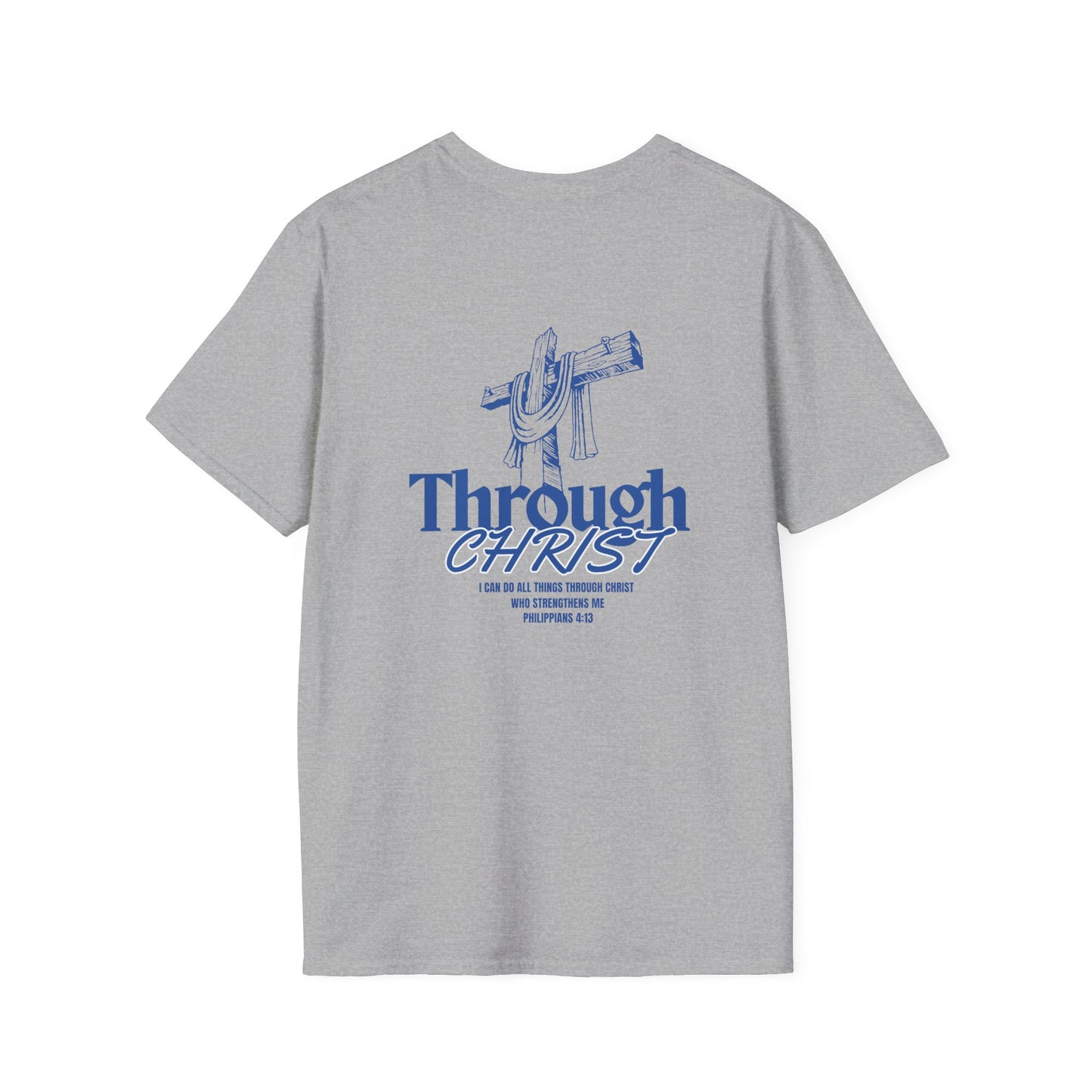 Through Christ Unisex Christian T-Shirt |  Grace and Valor Signature Collection Philippians 4:13 Bible Verse Faith Streetwear Apparel