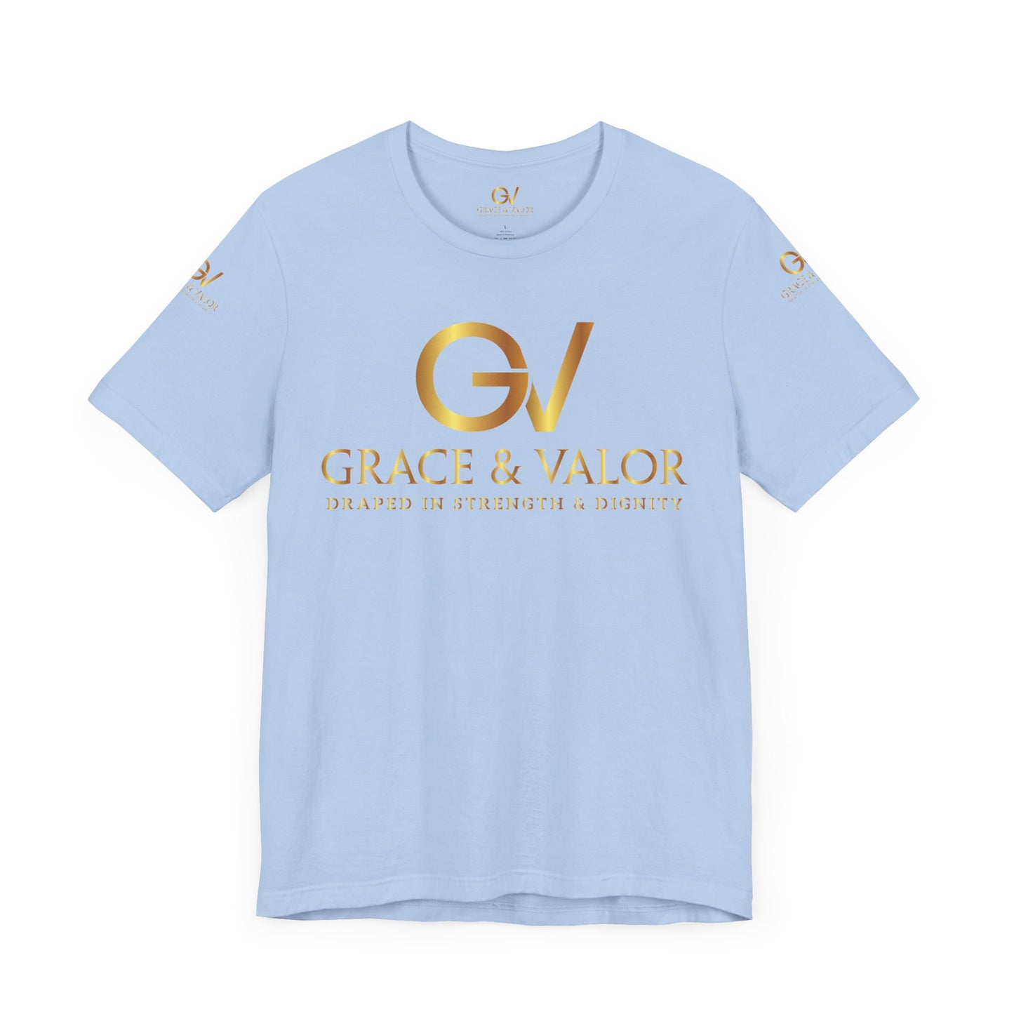 GV All Gold font God Favors - Grace & Valor Unisex Jersey Short Sleeve Tee - Strength & Dignity Apparel