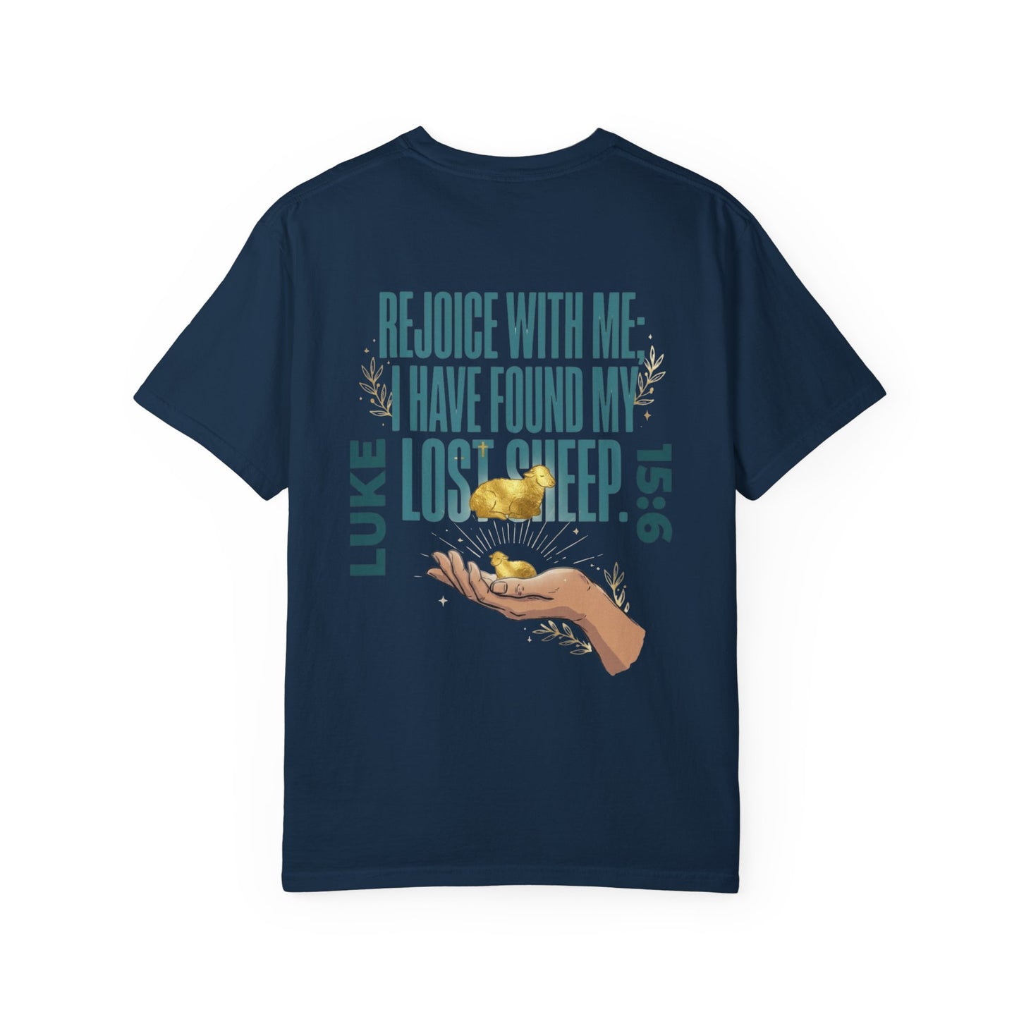 Rejoice With Me Lost Sheep Unisex Christian T-Shirt | GV Gold Monogram Collection Luke 15:6 Bible Verse Faith Streetwear Apparel