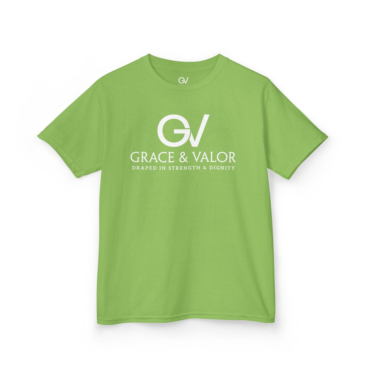 Kids Grace & Valor Tee White font total - God Favors Me Floral Design - Stylish Cotton Shirt