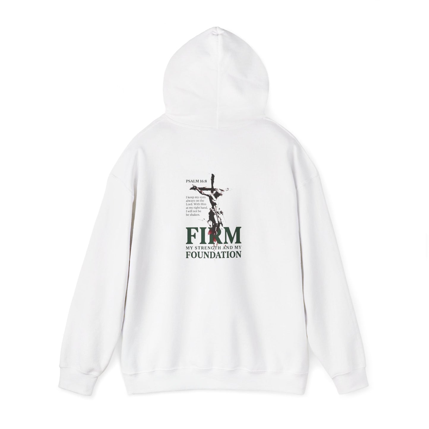 Firm Foundation Unisex Christian Hoodie | GV Gold Monogram Collection Psalm 16:8 Bible Verse Faith Streetwear Apparel