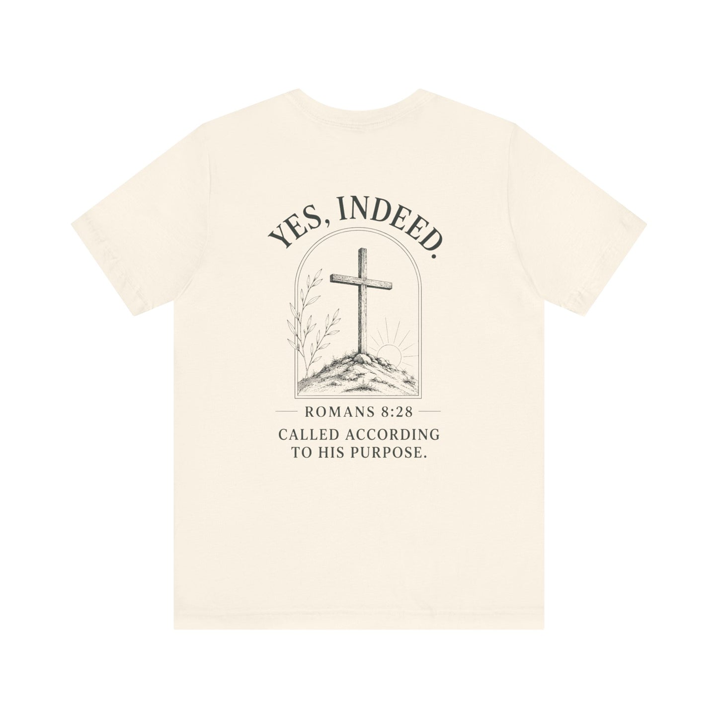 YES Indeed T-Shirt | Romans 8:29 Scripture Tee | Gold Monogram Christian Faith Shirt | Inspirational Bible Verse Apparel