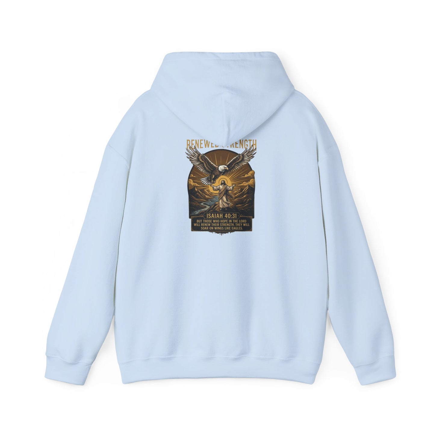 Renewed Strength Unisex Christian Hoodie | GV Gold Monogram Collection Isaiah 40:31 Bible Verse Faith Streetwear Apparel