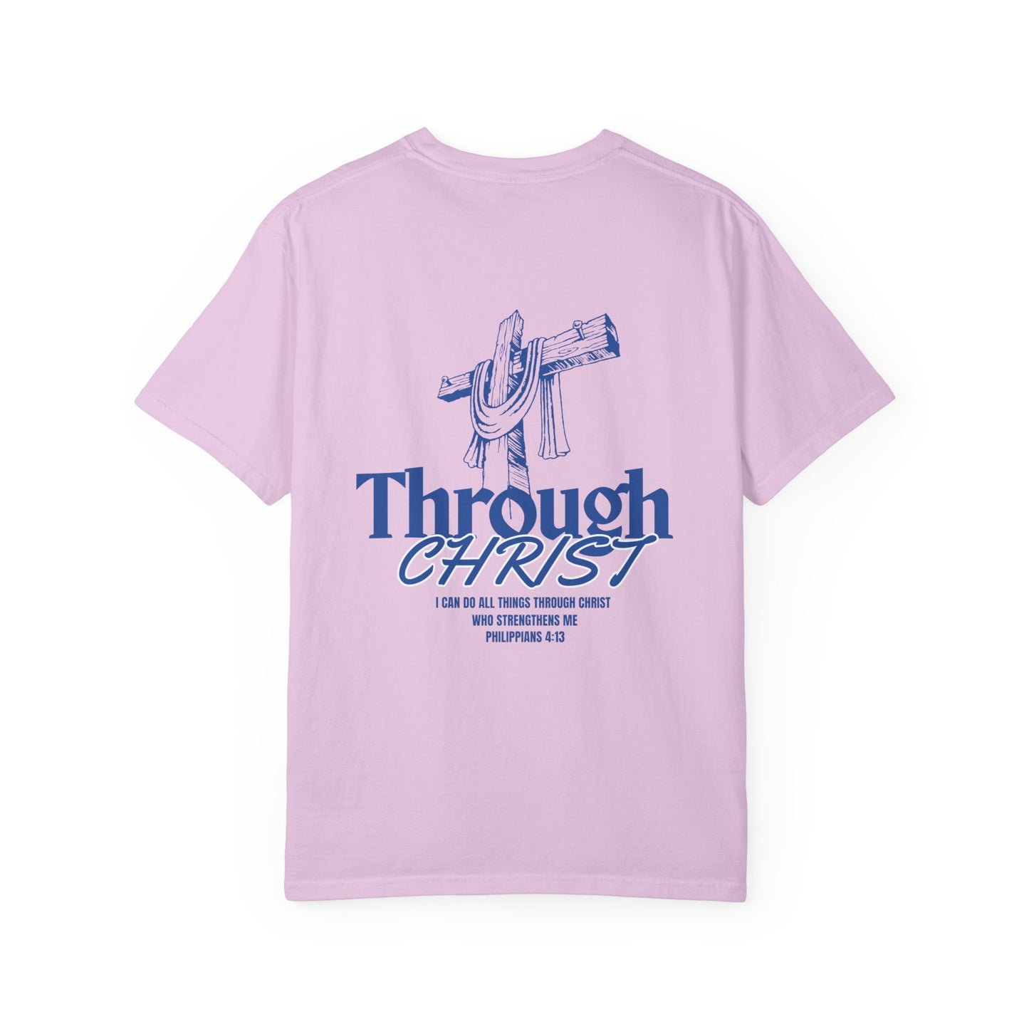 Through Christ Unisex Christian T-Shirt | GV Gold Monogram Collection Philippians 4:13 Bible Verse Faith Streetwear Apparel