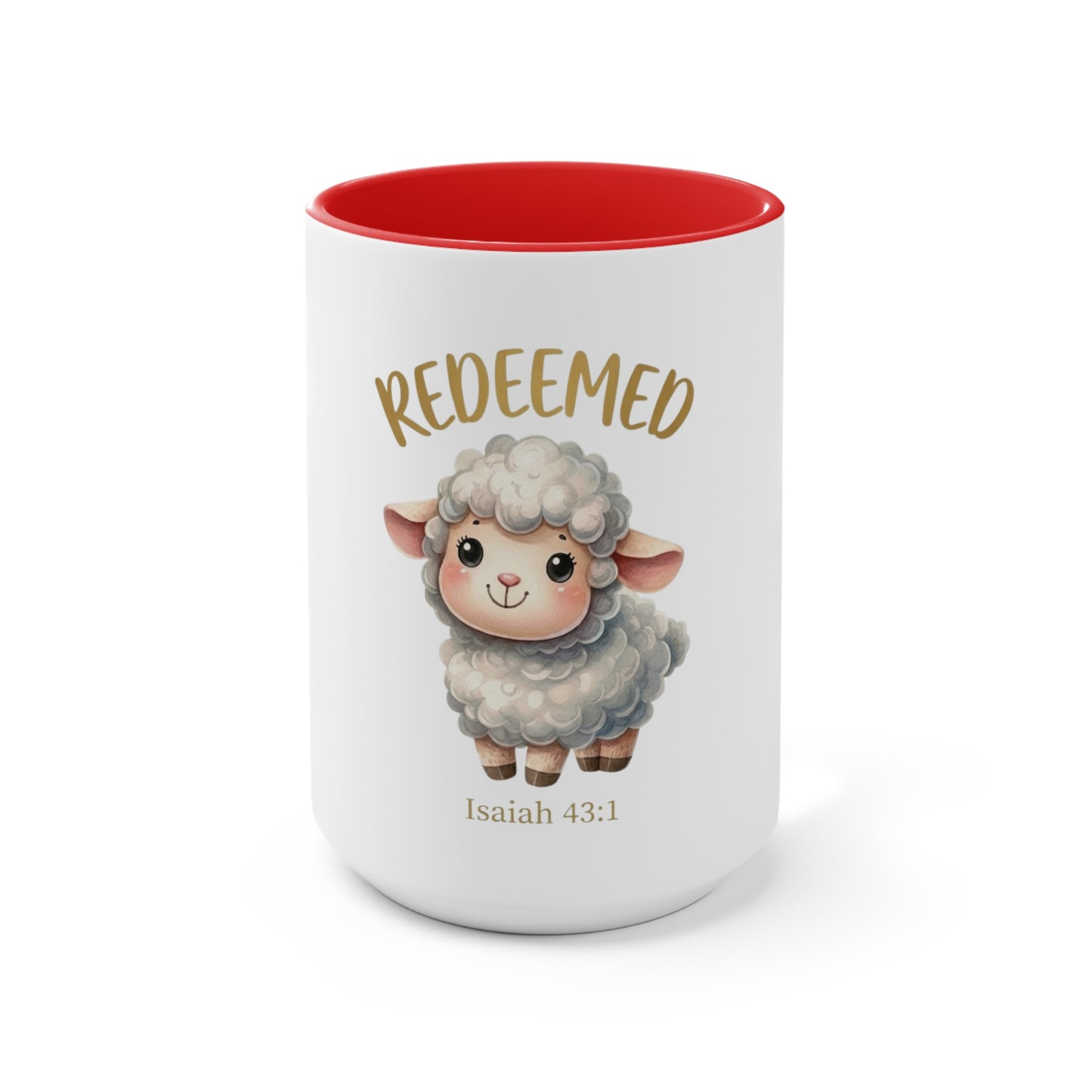 Redeemed Isaiah 43:1 Christian Coffee Mug – Cute Lamb Bible Verse Mug for Women & Girls | Faith-Based Christian Gift | Inspirational Scripture Cup