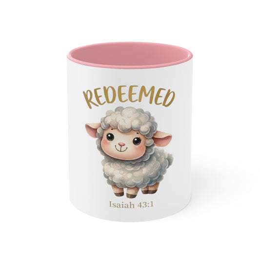 Redeemed Isaiah 43:1 Christian Coffee Mug – Cute Lamb Bible Verse Mug for Women & Girls | Faith-Based Christian Gift | Inspirational Scripture Cup