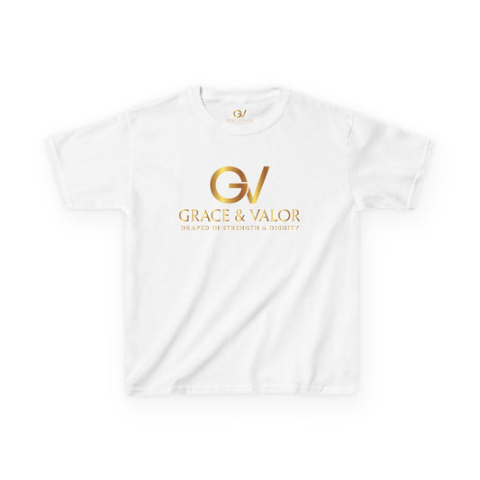 Kids Grace & Valor Tee Gold font total - God Favors Me Design - Stylish Cotton Shirt