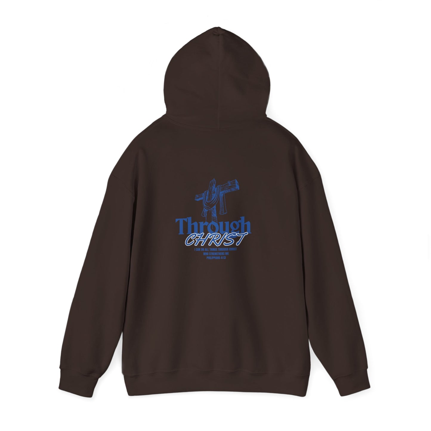Through Christ Unisex Christian Hoodie | GV Gold Monogram Collection Philippians 4:13 Bible Verse Faith Streetwear Apparel