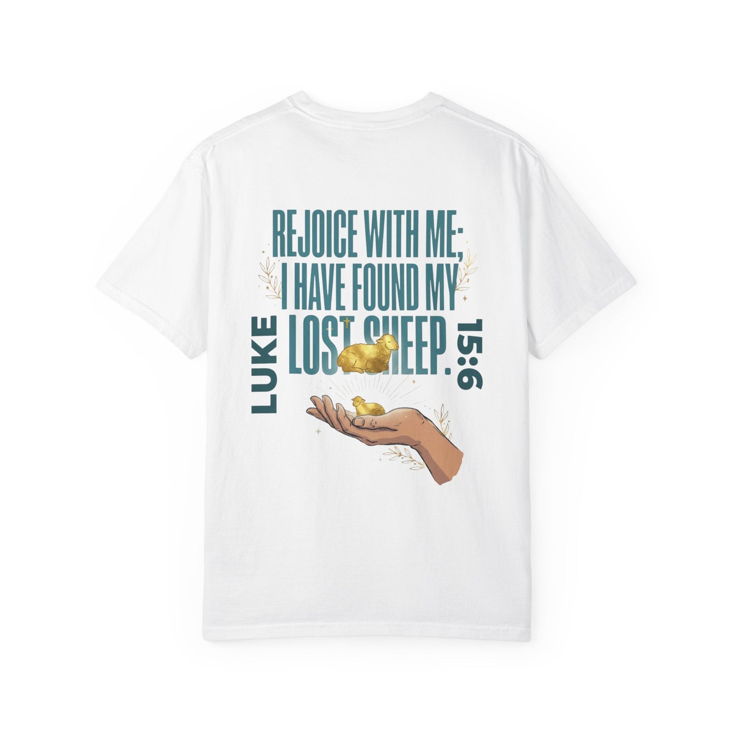 Rejoice With Me Lost Sheep Unisex Christian T-Shirt | GV Gold Monogram Collection Luke 15:6 Bible Verse Faith Streetwear Apparel