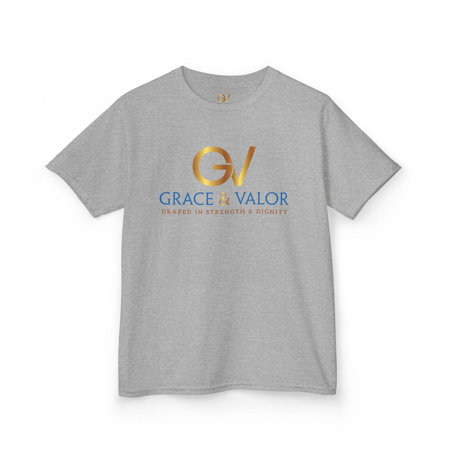 Kids Grace & Valor Tee Gold Original font total - God Favors Me Design - Stylish Cotton Shirt